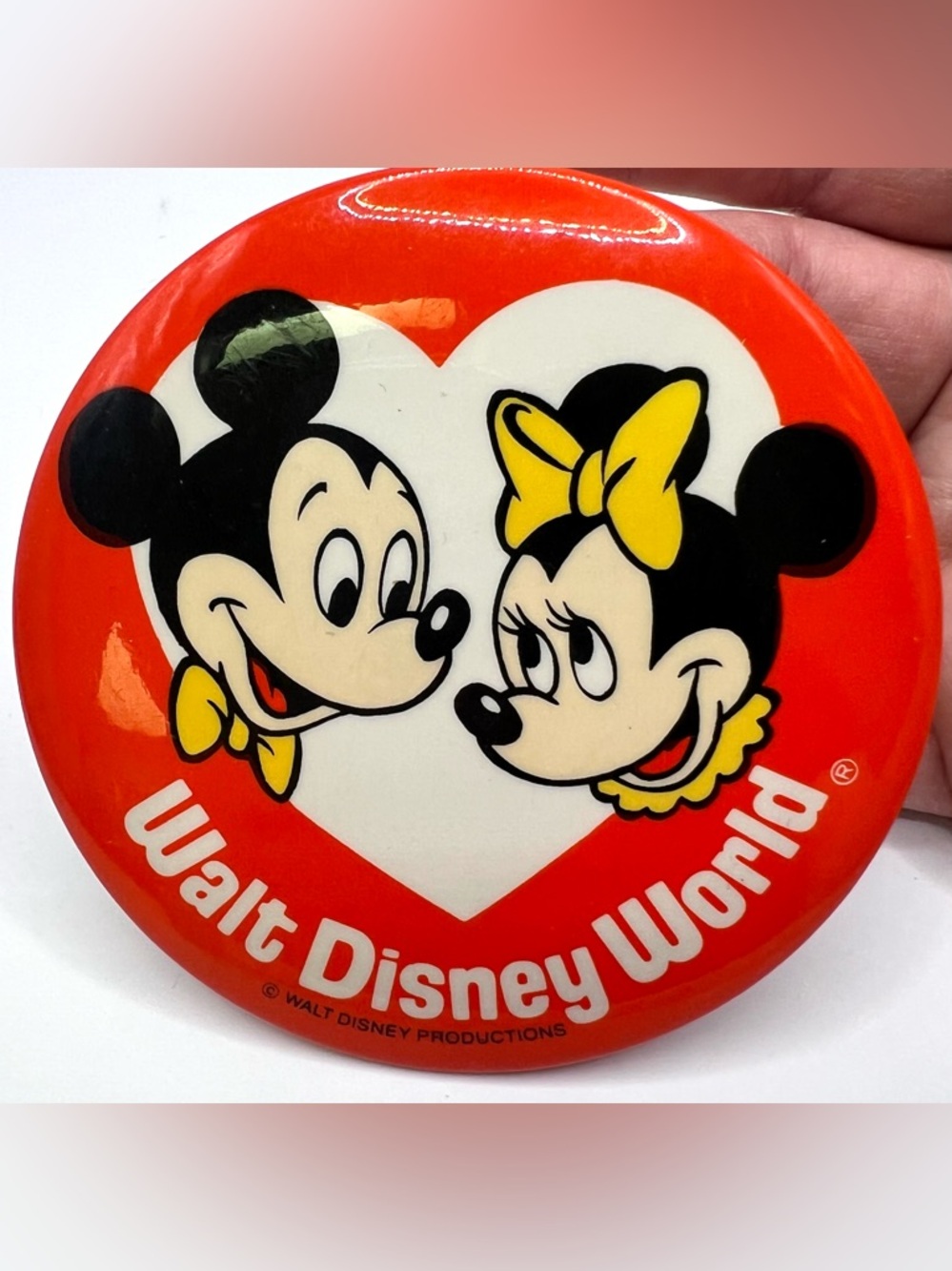 Disney-Walt Disney World Mickey & Minnie Heart Pin - Vintage‎